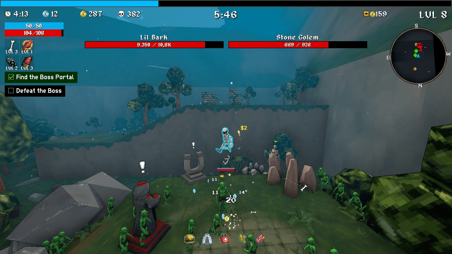 Megabonk build showcase with powerful item synergies and weapon effects